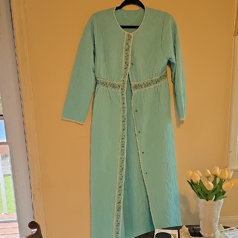Elegant Blue Women's Robe. Handmade. True 70's!
